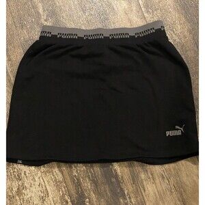 Puma black cotton mini skirt size Large stretch waist with drawstring inside